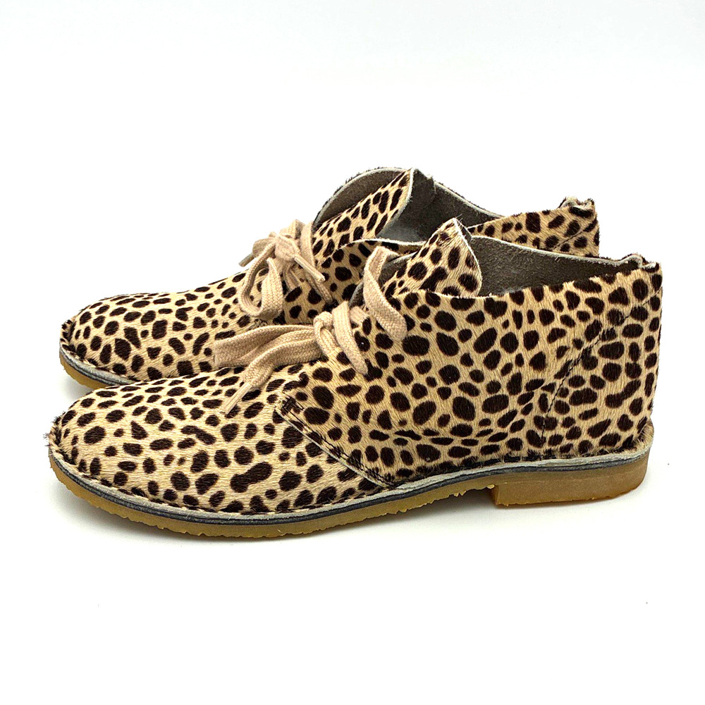 Bonton Women’s Leopard Print Lace-Up Chukka Ankle Boots EU 35 US 3.5